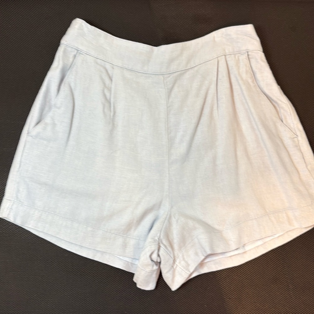 Abercrombie & Fitch Light Blue Linen Blend Pull on Shorts sz Small NWT
